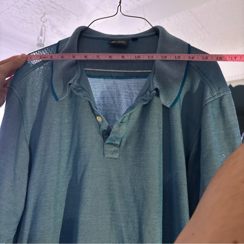 Bobby Jones Polo Shirt Mens XL Teal Silk Blend Textured Short Sleeve Golfcore - Picture 6 of 7